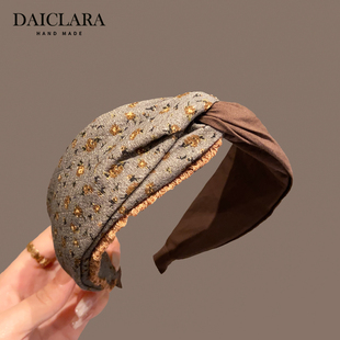 复古高级感拼接碎花打结发箍女2025新款 头饰简约发卡优雅宽边头箍