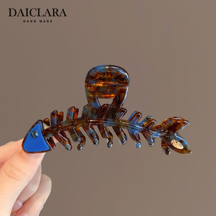 韩系品质醋酸抓夹创意鱼骨盘发夹头饰玳瑁发饰夏季 大号鲨鱼夹 新款