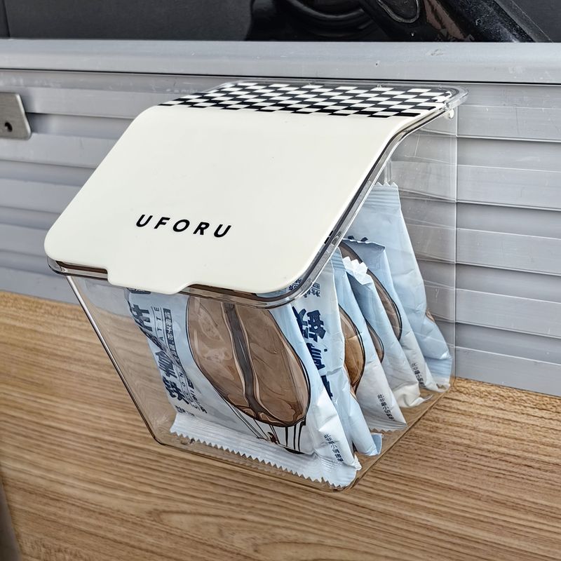 挂缝零食杂物筐，带盖透明收纳盒，速溶咖啡罐，长尾票据夹整理盒