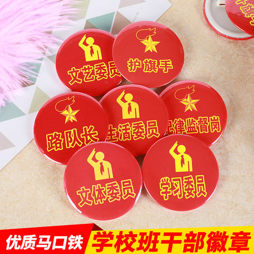 圆形学生马口铁徽章少先队队干标志班干部臂章队徽大队长班长徽章