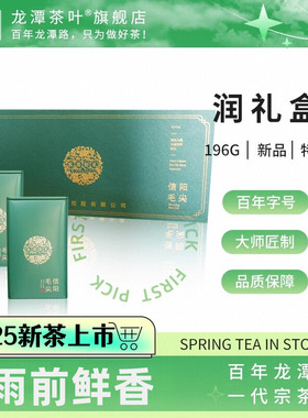 2025年新茶绿茶信阳毛尖龙潭特级嫩芽雨前茶润196g礼盒装炒青绿茶