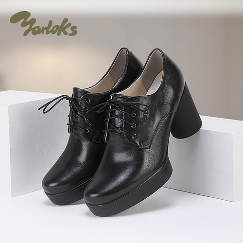 雅乐士粗跟高防水台高跟鞋