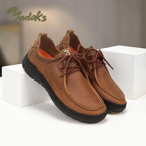 Yarloks/雅乐士油感磨绒牛皮男士真皮系带休闲皮鞋商务 MR240201B