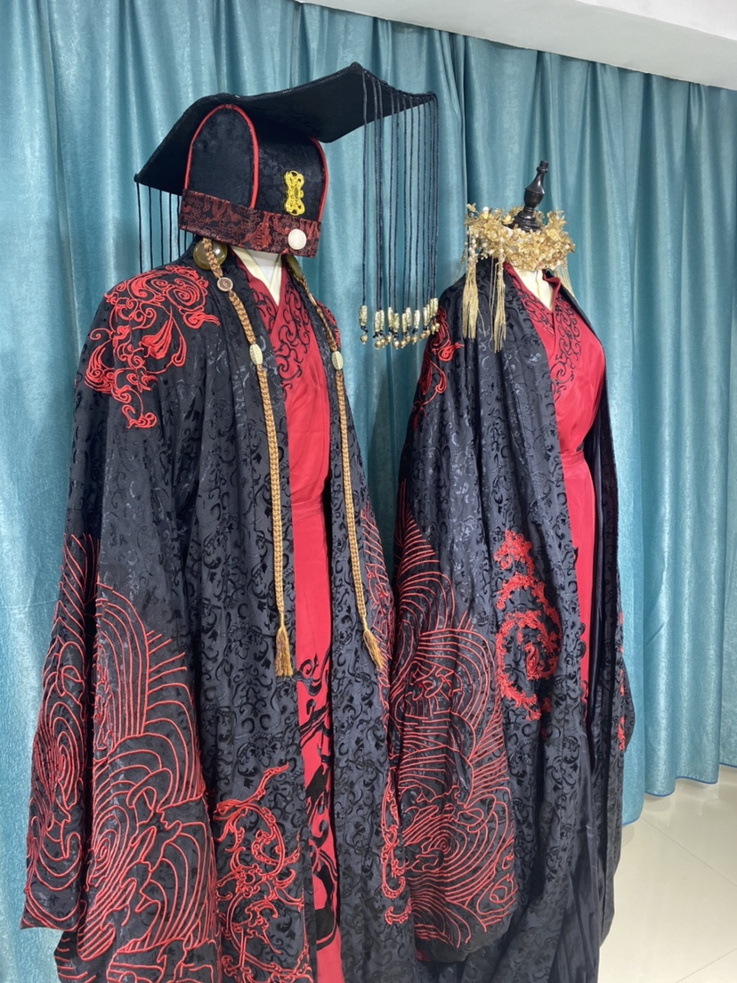 出租汉服婚服长乐未央周制汉红黑色大气拖尾结婚嫁衣大码均码租赁
