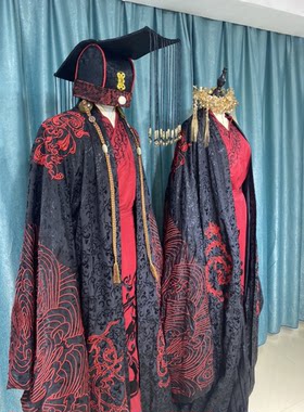 出租汉服婚服长乐未央周制汉红黑色大气拖尾结婚嫁衣大码均码租赁
