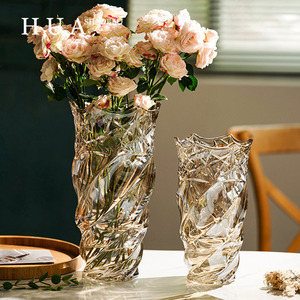 ins风网红花瓶摆件客厅插花轻奢水晶玻璃北欧玫瑰卧室水养装饰品