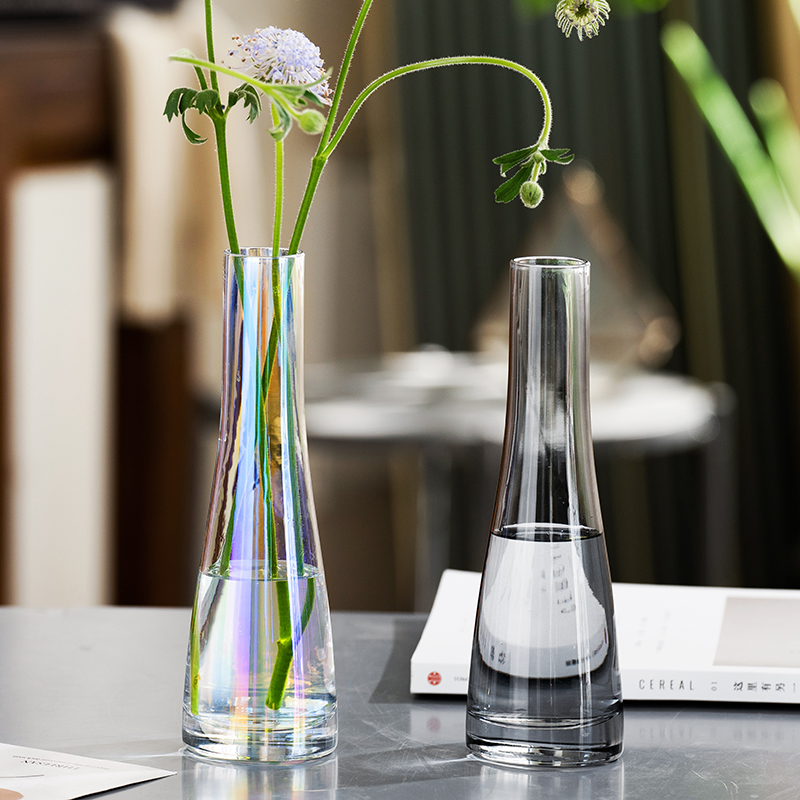 北欧花瓶放玫瑰花法式玻璃小口径客厅插花迷你水培一支花摆件