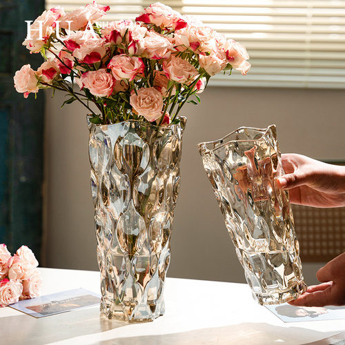 花瓶摆件客厅轻奢水晶玻璃ins