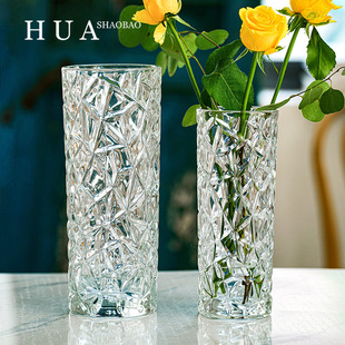 花瓶摆件客厅插花轻奢水晶玻璃瓶大ins风高级感鲜花水培网红水养