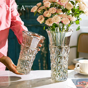 ins风网红花瓶摆件客厅插花轻奢水晶玻璃北欧玫瑰卧室水养装饰品