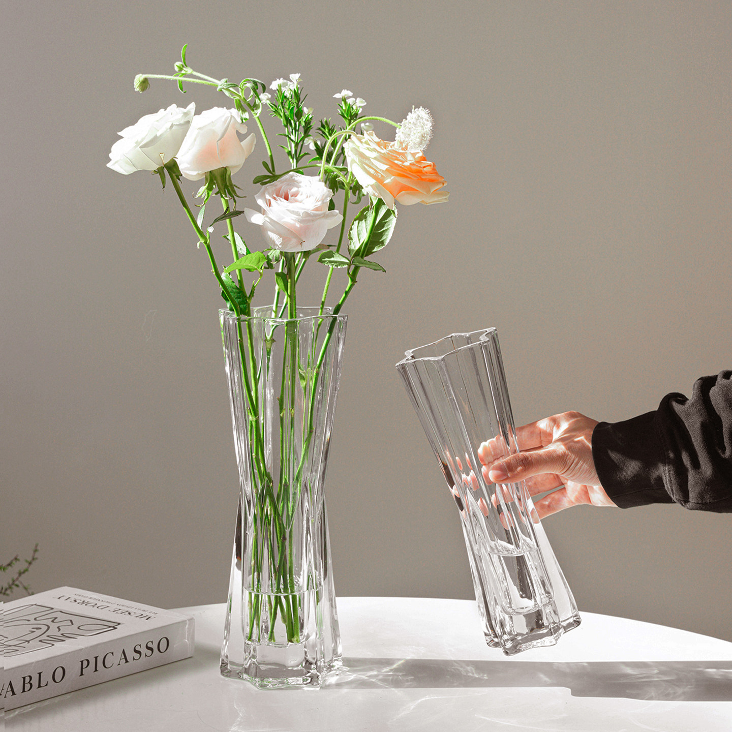 北欧创意简约轻奢网红玻璃花瓶透明水养百合玫瑰鲜花客厅插花摆件,鲜花速递/花卉仿真/绿植园艺,花瓶,淘宝优惠券,粉丝福利购,淘宝优惠卷