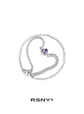 RSNY心形双层手链女2022新年轻奢小众设计简约紫色爱心嘻哈配饰