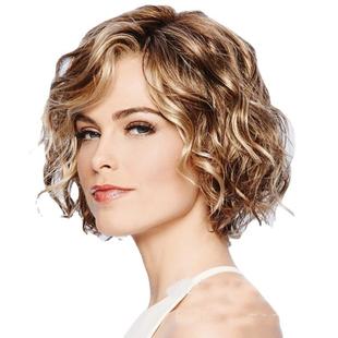 玫瑰网欧美白人假发 女士蓬松渐变短卷发发型高档假头套厂家wig