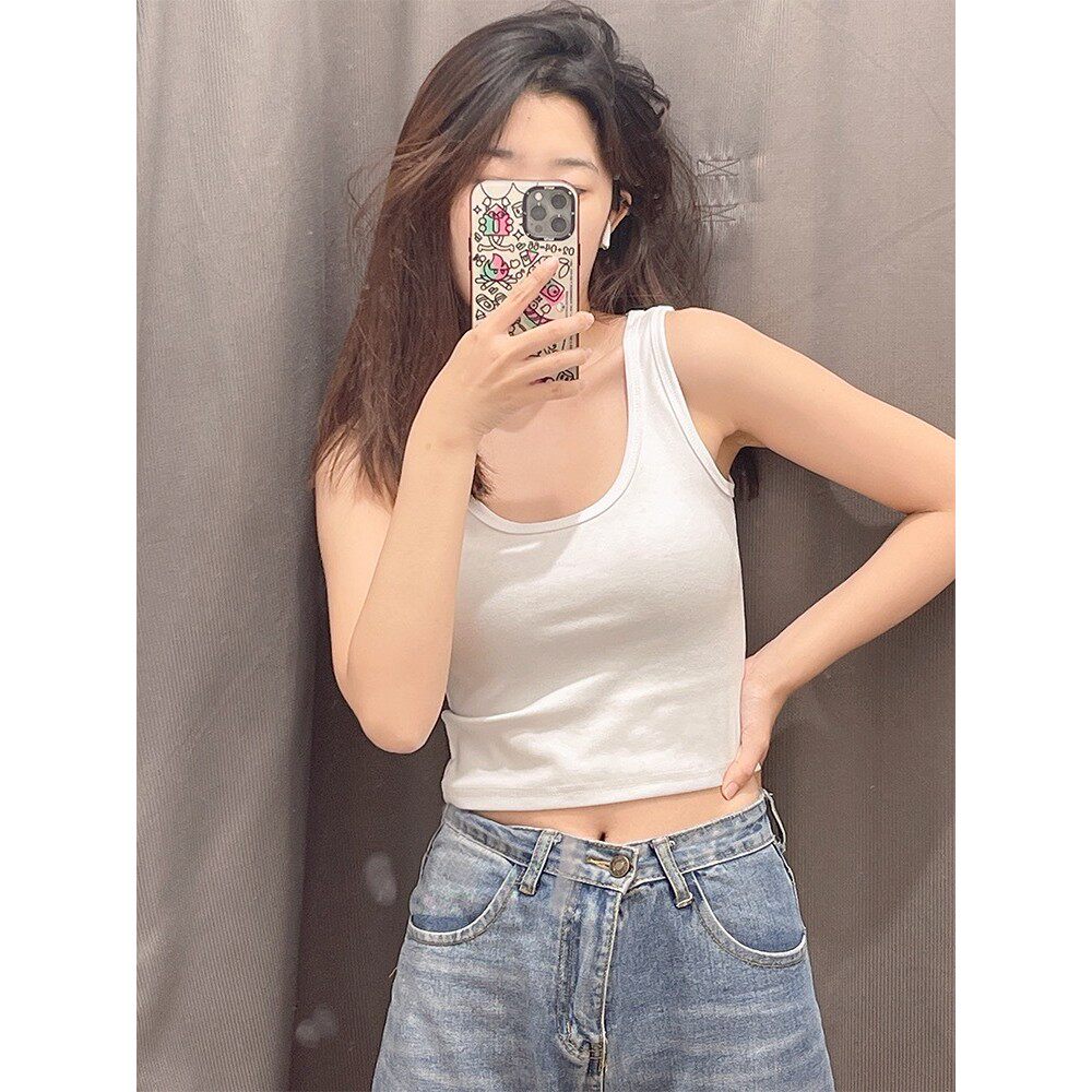 白色运动吊带背心女夏季外穿无袖打底甜辣小背心内搭短款露脐上衣