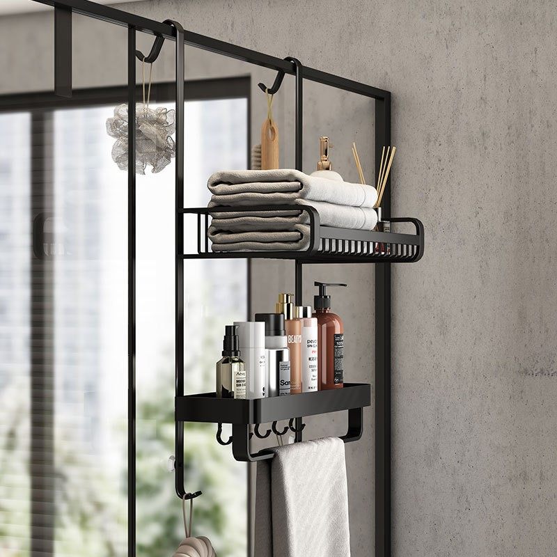 浴室毛巾挂架卫生间置物架免打孔门后淋浴房玻璃门浴巾架子毛巾杆