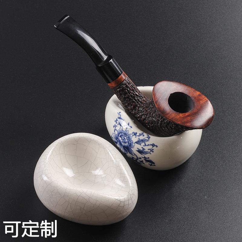 复古裂纹青花瓷陶瓷烟斗架单位烟斗架子托中国风展示架底座配件