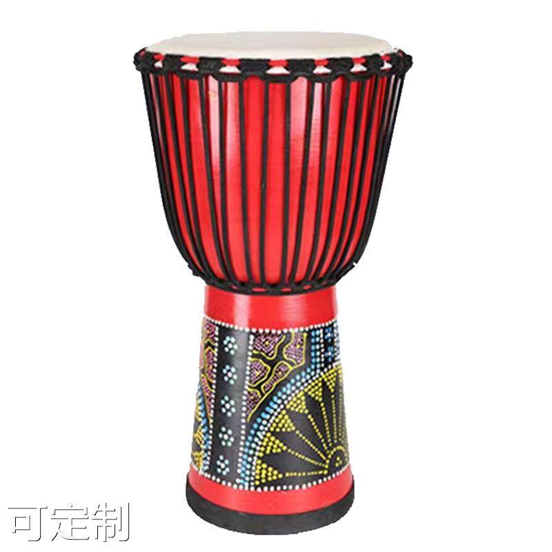 非洲鼓 儿童非洲鼓4寸成人初学手鼓山羊皮整木掏空桃花芯木