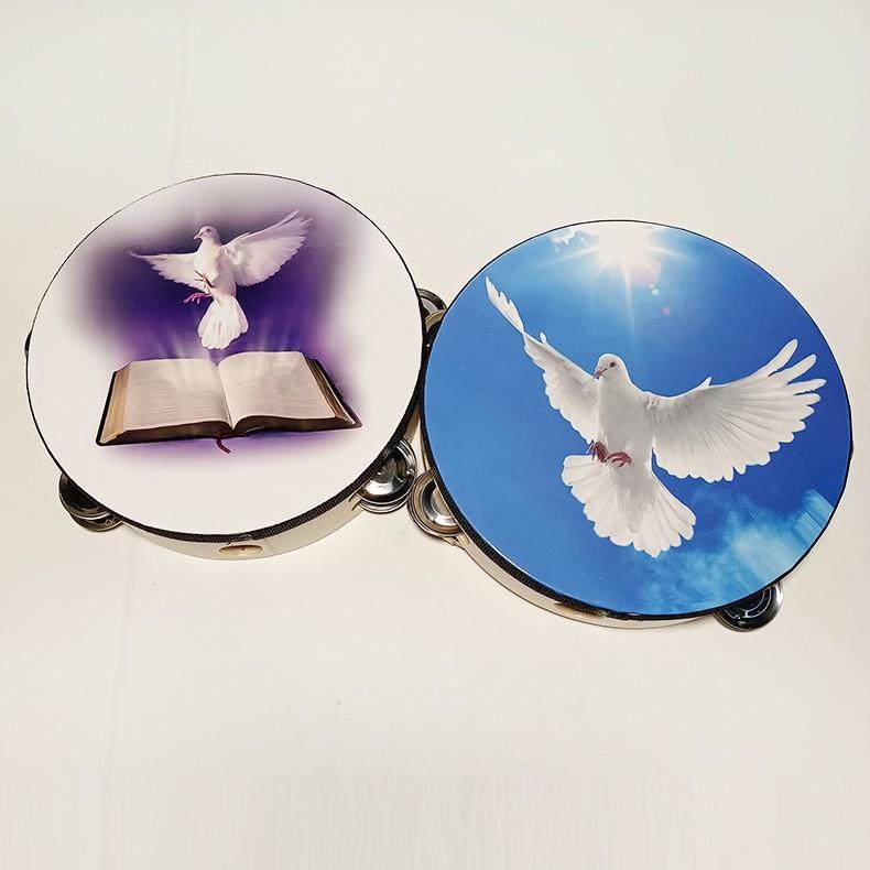 白鸽款铃鼓仿皮鼓奥尔夫打击乐器幼儿园表演乐器手拍铃鼓