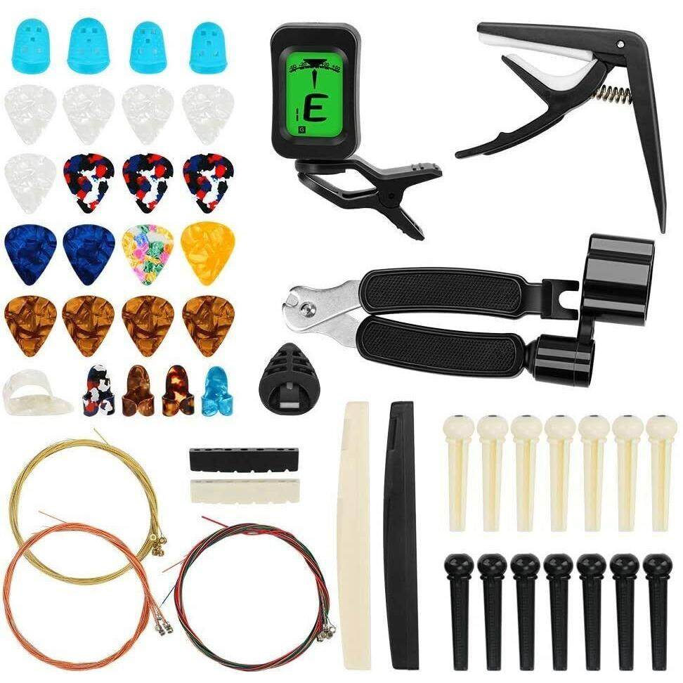 吉他配件套装 变调夹 拨片指套琴弦三合一换弦工具组合