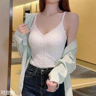 深V交叉美背无痕裸感吊带背心带胸垫一体不透杯网红百搭亲肤外穿