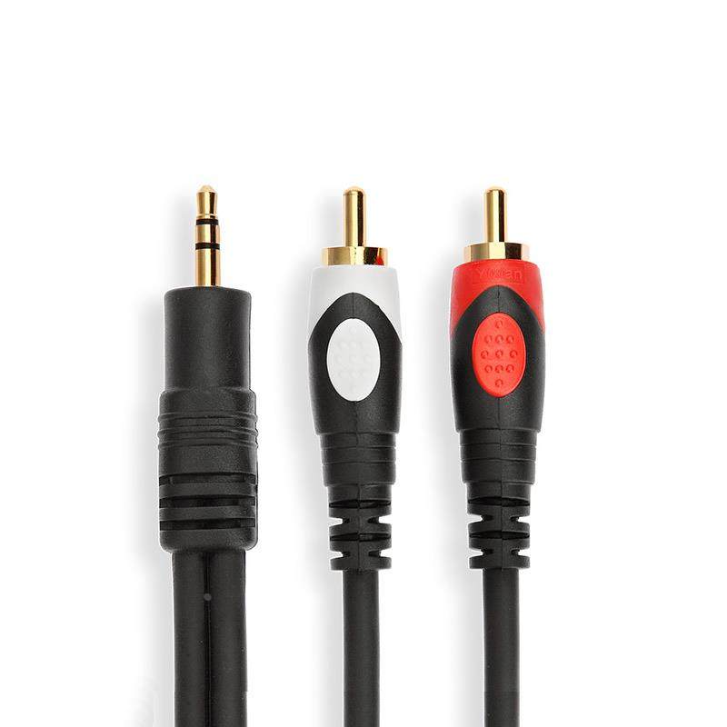 3.5转双AV音响线音频线3.5转一分二花头电脑接功放音箱线