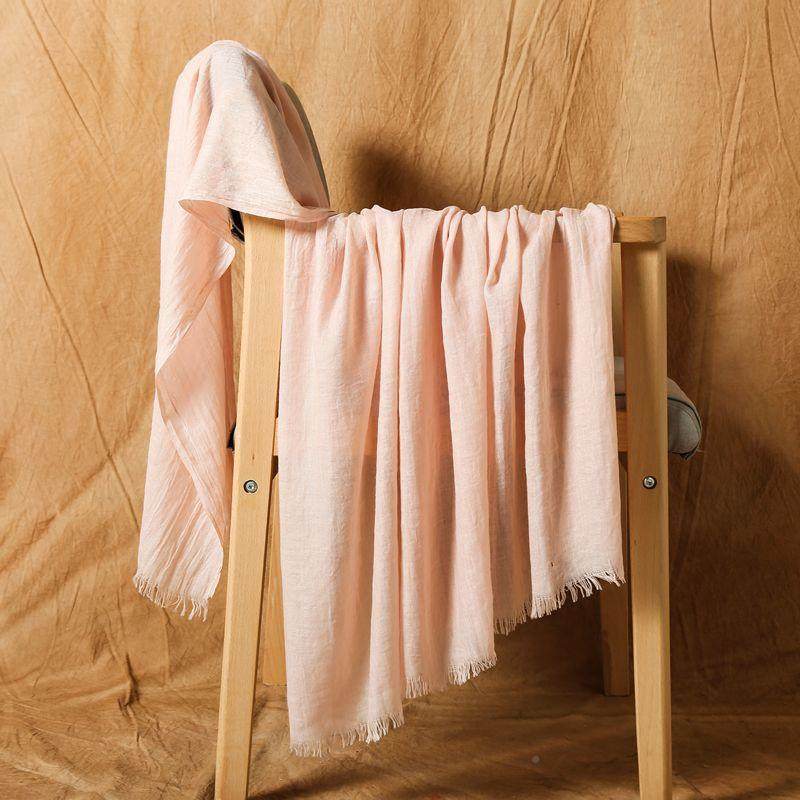 纯色光版棉麻女防晒丝巾围脖沙滩大尺寸丝巾秋冬保暖礼品围巾女