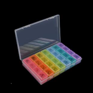 全新pp材质7彩28药盒一周药盒便携药盒饰品收纳盒爆款定制