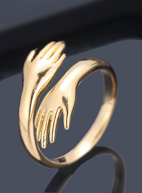 欧美简约创意可爱双手开口戒指指