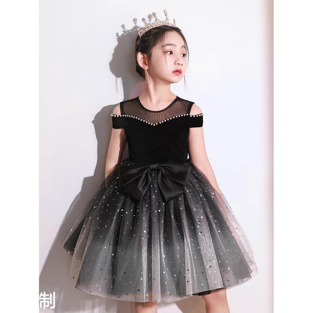 高端钢琴演奏表演礼服女童生日公主裙冬季时尚儿童节主持人演出服