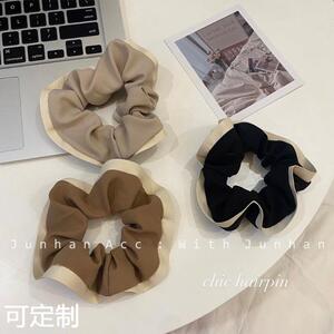 奶茶色系拷边法式大肠发圈外出气质甜美发绳发圈发饰女买一送一