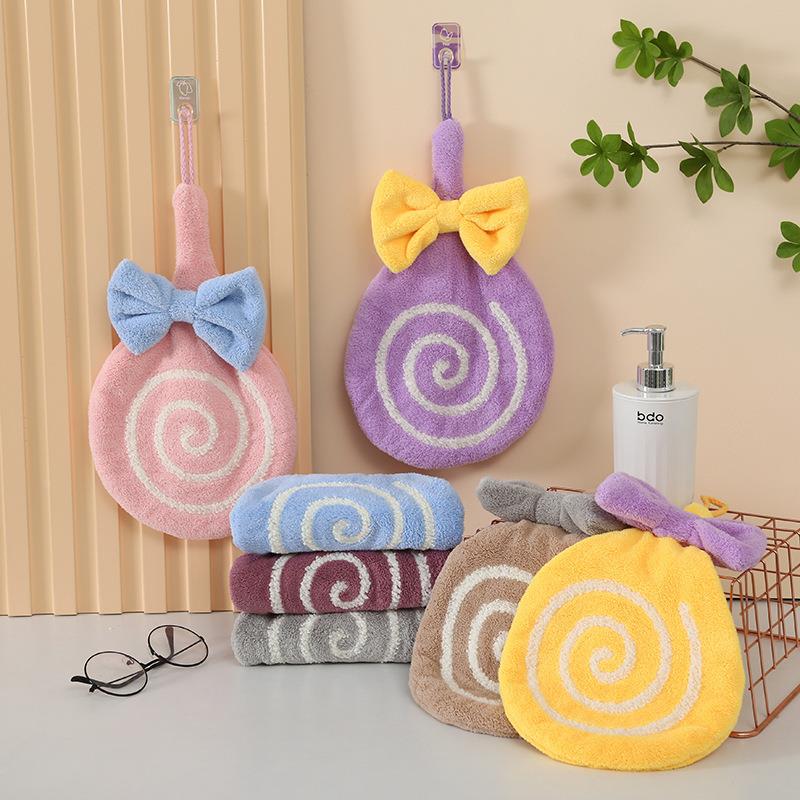 卡通挂式擦手巾珊瑚绒擦手巾厨房卫生间吸水毛巾卡通擦手抹布定制