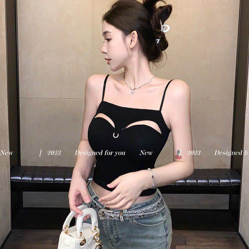 辣妹镂空吊带背心女夏季欲高级感外穿修身短款小众上衣内搭