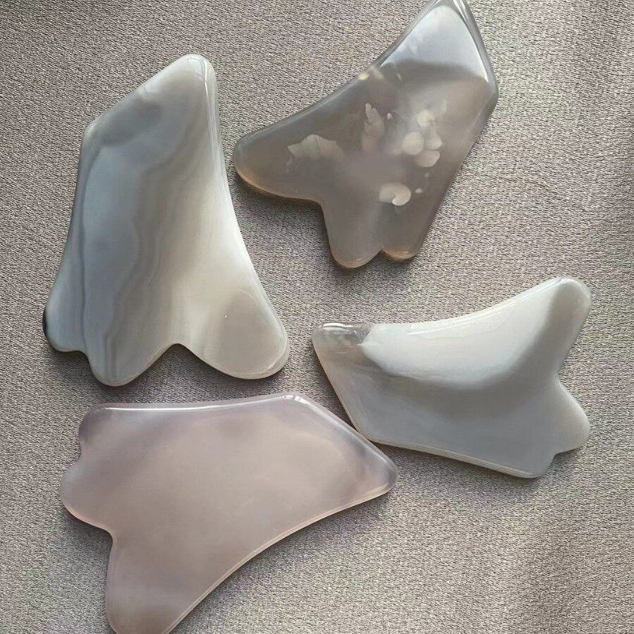 天然灰玛瑙刮痧板 玉石刮痧板经络拨筋棒 灰玛瑙刮痧板订制