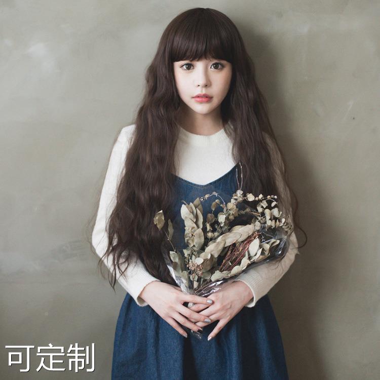 时尚韩国整顶假发女 梨花头帅气女士中长发假发真人假发