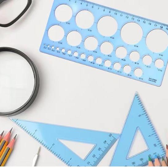 2088画圆模板+10CM英寸厘米直角三角板+10CM等腰三角板 三件套装定制