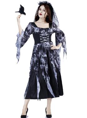 万圣节薄纱阴间惊悚黑色乌鸦鬼新娘 Ghost bride 化妆舞会演出服