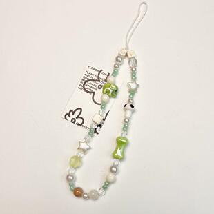 夏日小清新绿色小象ccd相机手绳diy手工串珠拍立得挂绳手机壳挂件