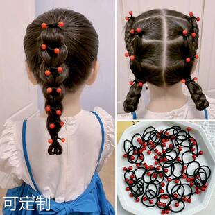 儿童头绳女橡皮筋扎头发小女孩小号发圈大红豆高弹力耐用女童发绳