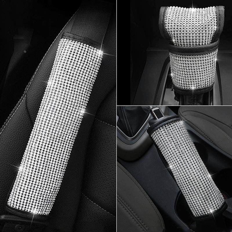 跨界电商车载内饰满钻镶钻手刹套套安全带护肩套装排挡头套饰定制