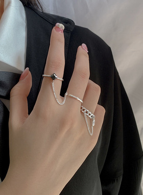 s925纯银双环指环手饰复