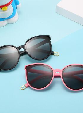 2025硅胶儿童太阳镜 新款卡通框架黑色大脸时尚小孩防紫墨镜