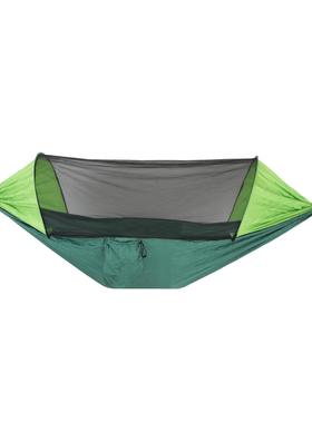 自动速开蚊帐吊床户外野营撑杆绿色蚊帐吊床防侧翻尼龙吊床带蚊帐