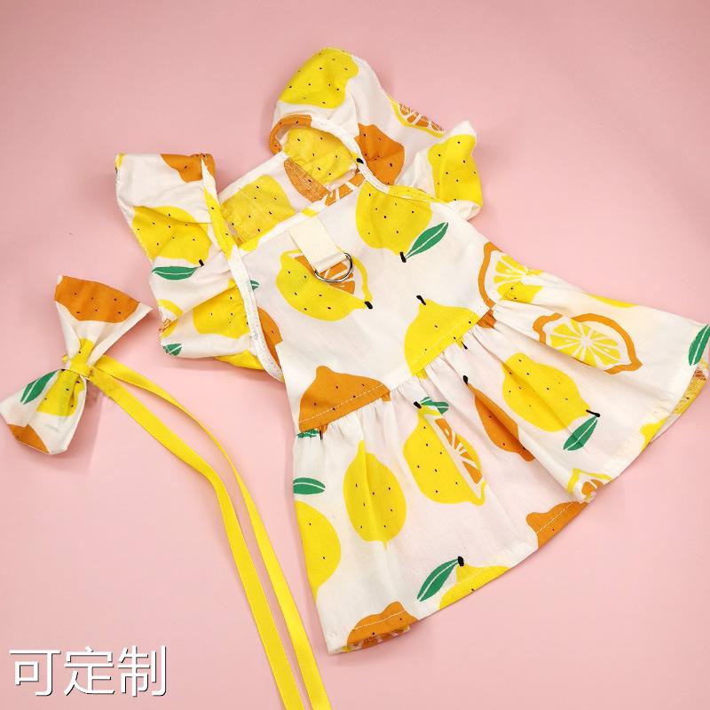 源头厂家狗衣服春夏季狗柠檬连衣裙 薄款透气猫咪两脚裙子宠