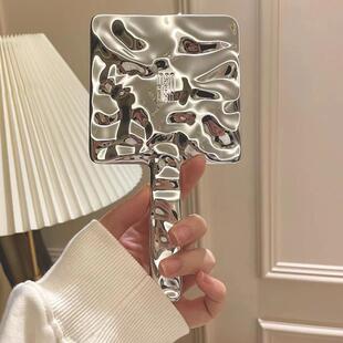 电镀单面猫咪手柄镜子随身化妆圆镜可爱创意握镜院梳妆镜便携定制