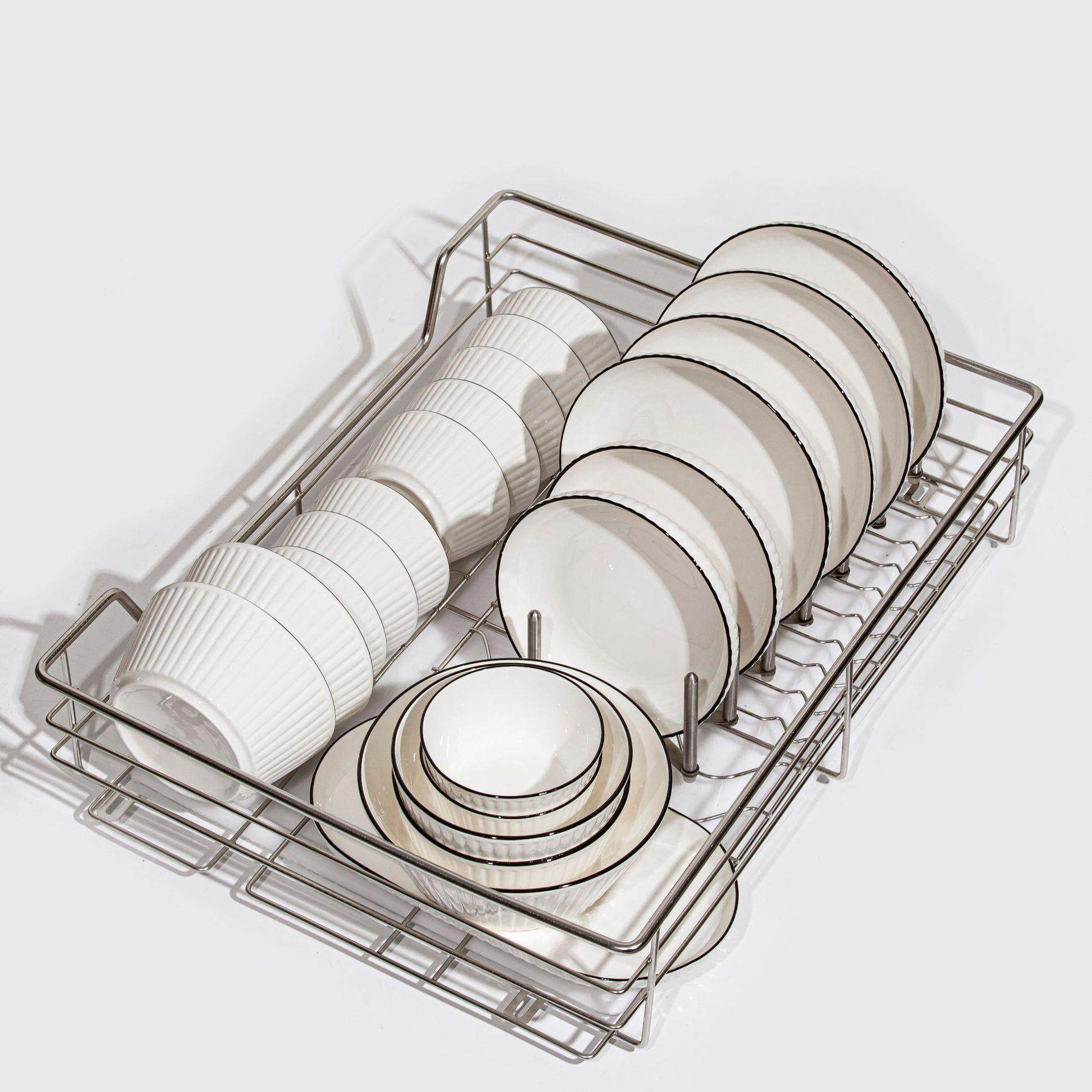 竖纹防滑陶瓷轻奢家用陶瓷餐具套装碗盘碟面汤碗鱼盘自由组合定制