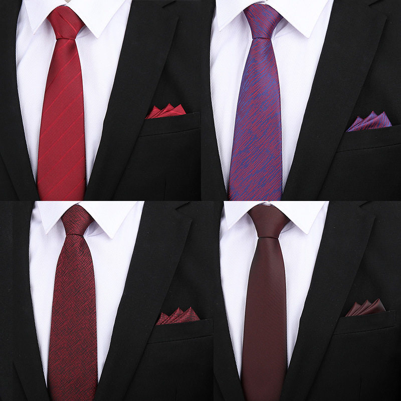 正装结婚领带男士8CM新郎婚礼韩版酒红色商务领带窄拉链懒人男女