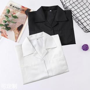 白色黑色短袖 方領(lǐng)襯衫 JK制服 學(xué)生襯衫 尖領(lǐng)前半風(fēng)琴褶襯衫 基礎(chǔ)款