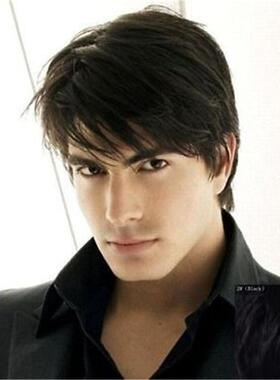 ebay男士短黑色时尚短直发外贸假发耐高温个性miss rola假头套