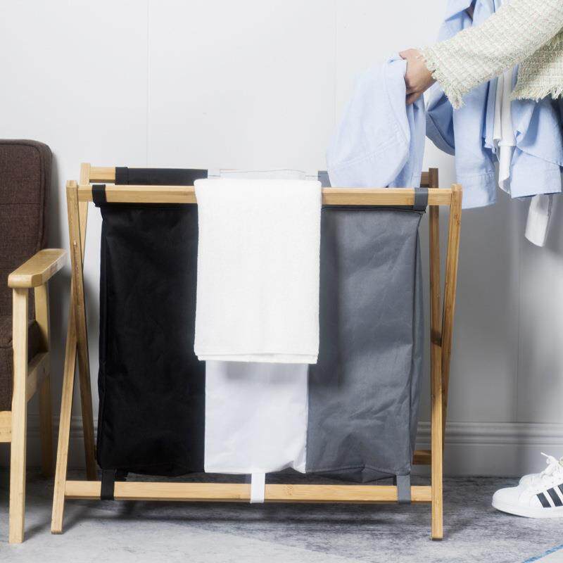 折叠脏衣篮家用脏衣服收纳筐竹布艺衣物分格储物收纳分类洗衣篮