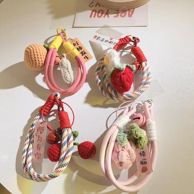 潮流ins好事发生编织双链短款手机挂绳通用手机壳diy钥匙挂件手绳